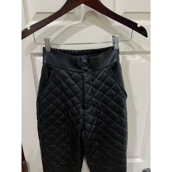 Manière De Voir Women’s Vegan Leather Quilted Joggers Size 0 | High Waist Faux L - Picture 9 of 12